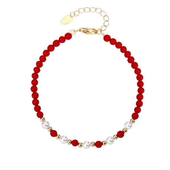 MY iMenso ODM "coral & shell pearl" bracelet (925/gold-plated) 16+3cm