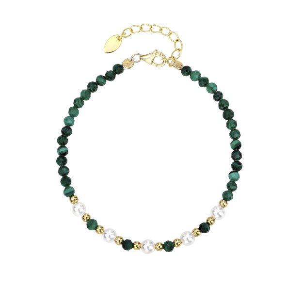 MY iMenso ODM "malachite & shell pearl" bracelet (925/gold-plated) 16+3cm 