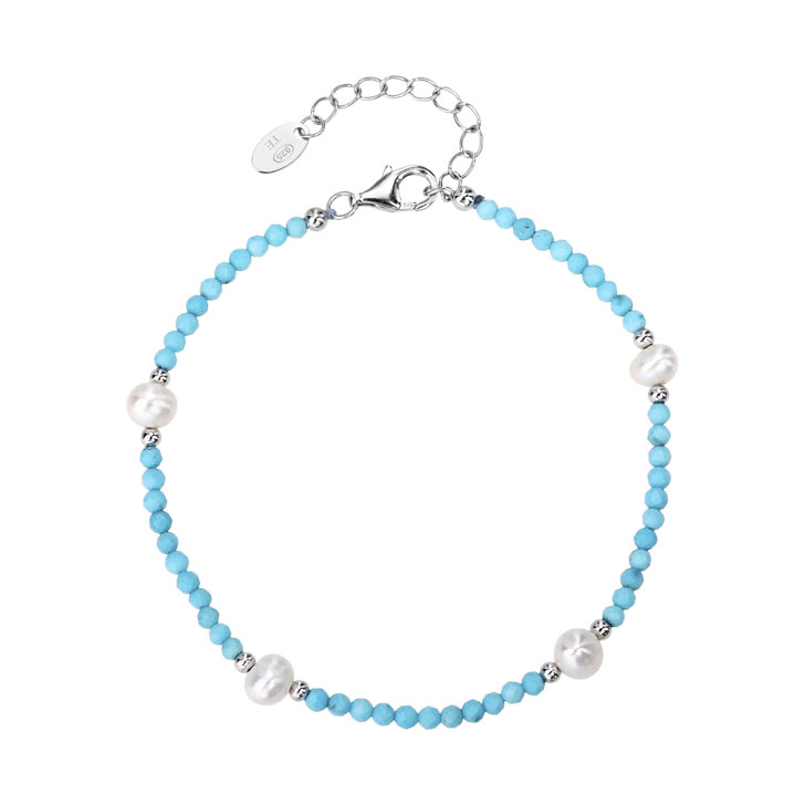 MY iMenso ODM "turquoise & 4mm FWP" bracelet (925/rhod-plated) 16+3cm 