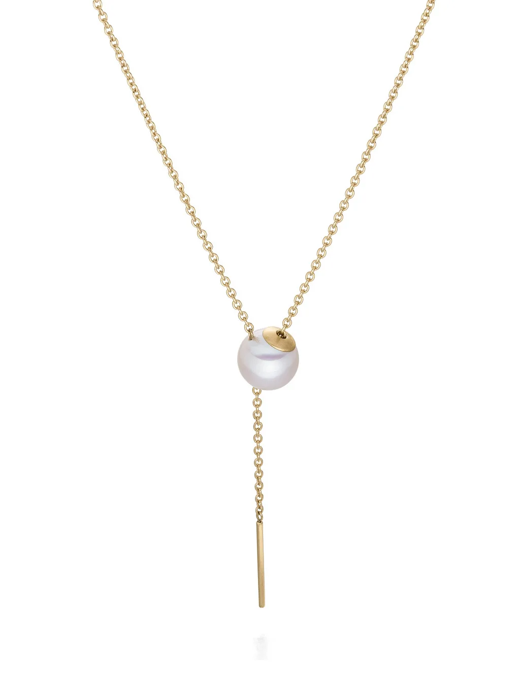 En zilver collier verguld Eva Strepp met een parel 10.5mm 