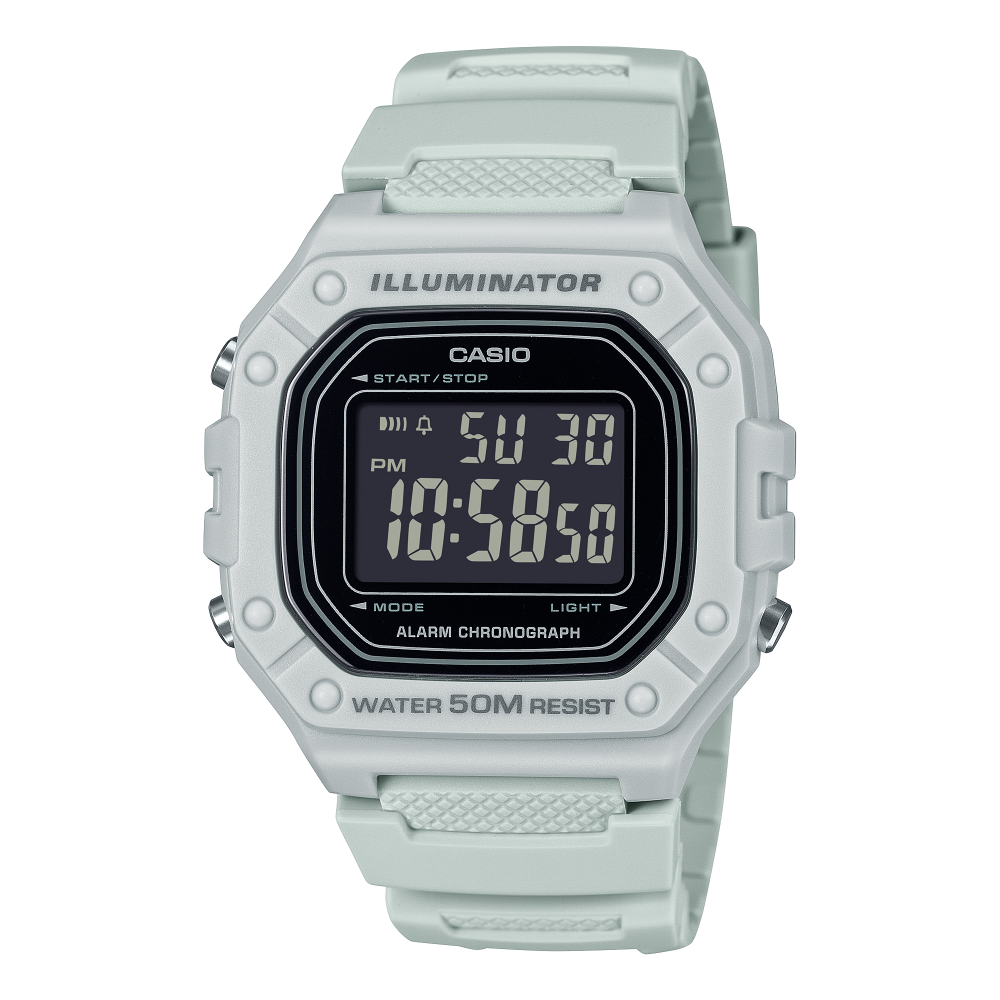 Casio horloge met kunststof band, rechthoek grijs/negatief