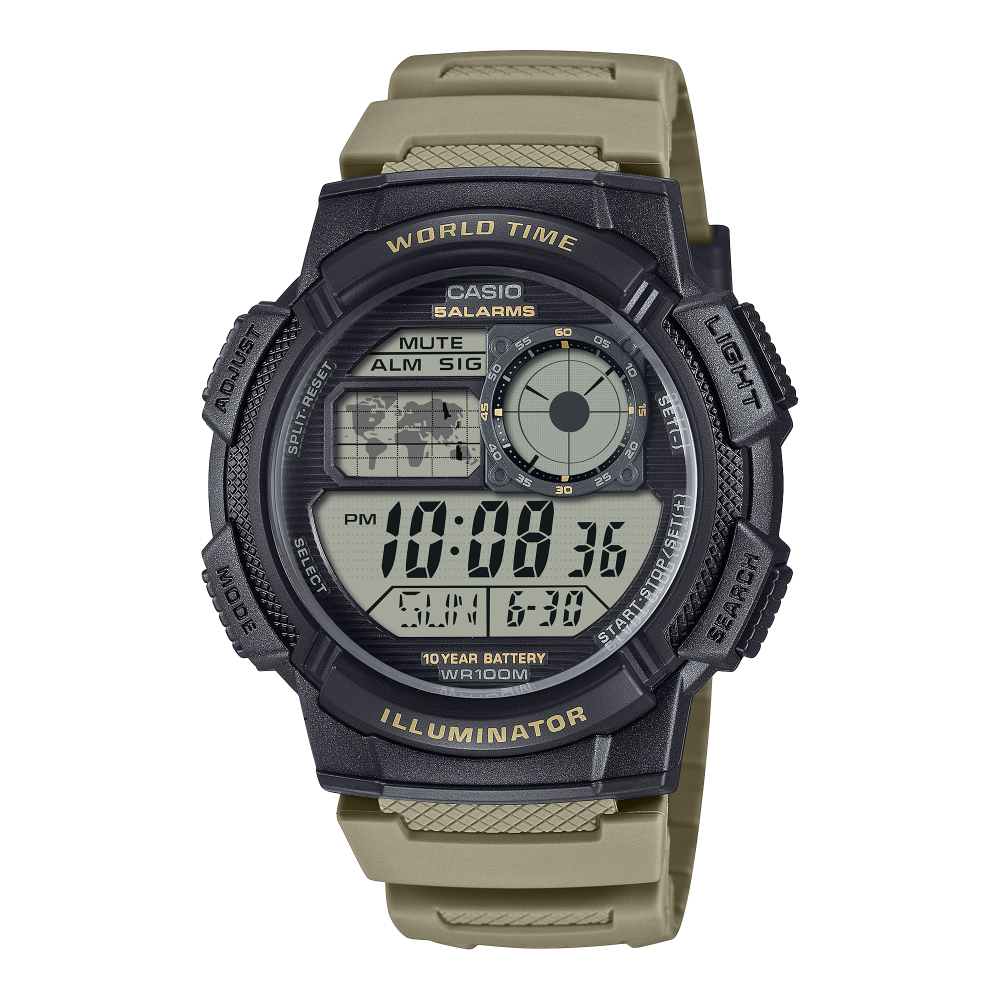 Casio horloge met kunststof band, camel/zwart mod3198