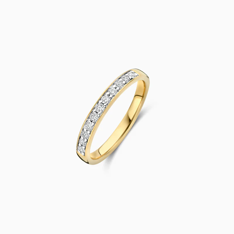 gouden ring met briljant, rij 0.28ct LG diamant mt54