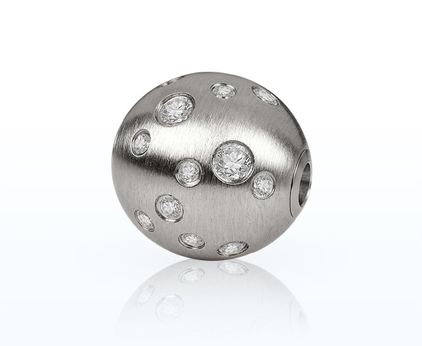 Huiscollectie - Edelstalen kogel sluiting 12mm bezet met zirconia's - 00755120