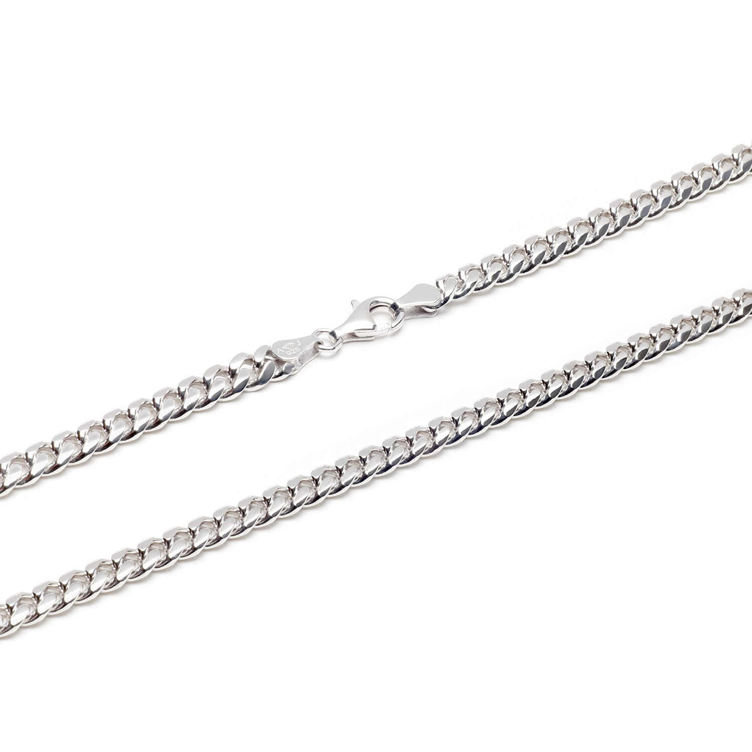 Dit zilveren Gourmetcollier  wordt met de hand gemaakt en is gebold , hoogglans gepolijst , gediamanteerd en gerhodineerd , waardoor hij niet snel verkleurt. Het collier is niet plat, maar gebold . Handwerk van hoge kwaliteit.