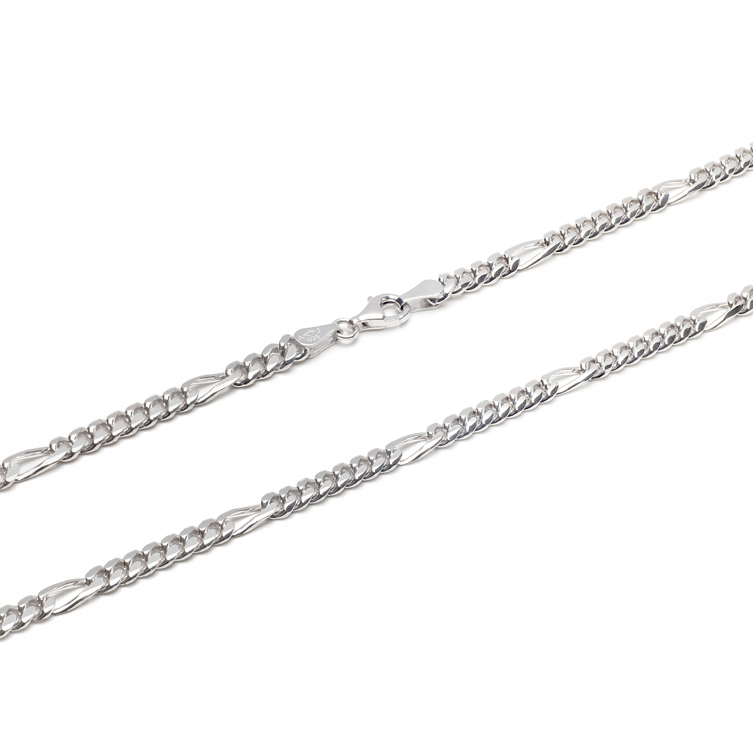 Perfect vervaardigde zilveren figaro collier gepolijst tot hoogglans. Handgemaakt en met een laag rhodium tegen het verkleuren.