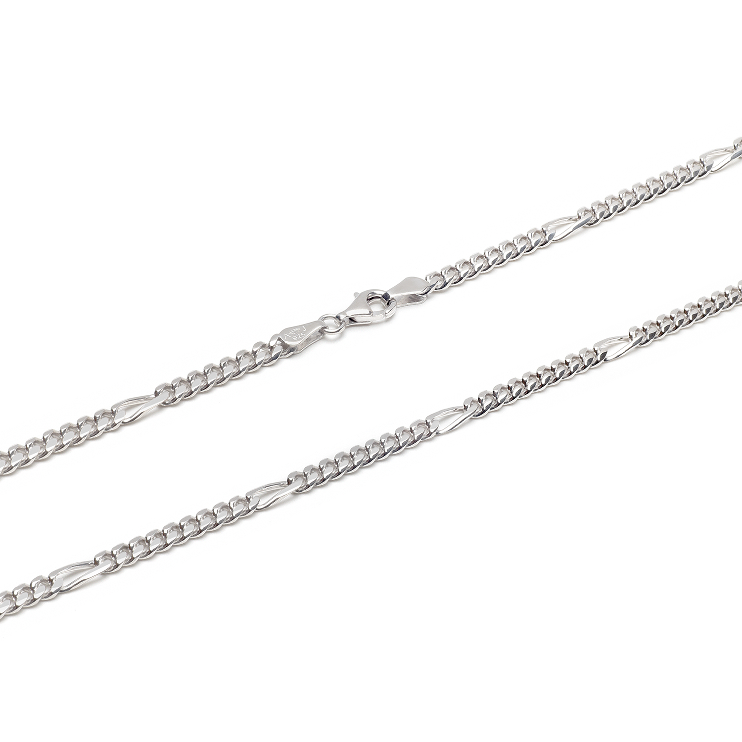 Perfect vervaardigde zilveren figaro collier gepolijst tot hoogglans. Handgemaakt en met een laag rhodium tegen het verkleuren.