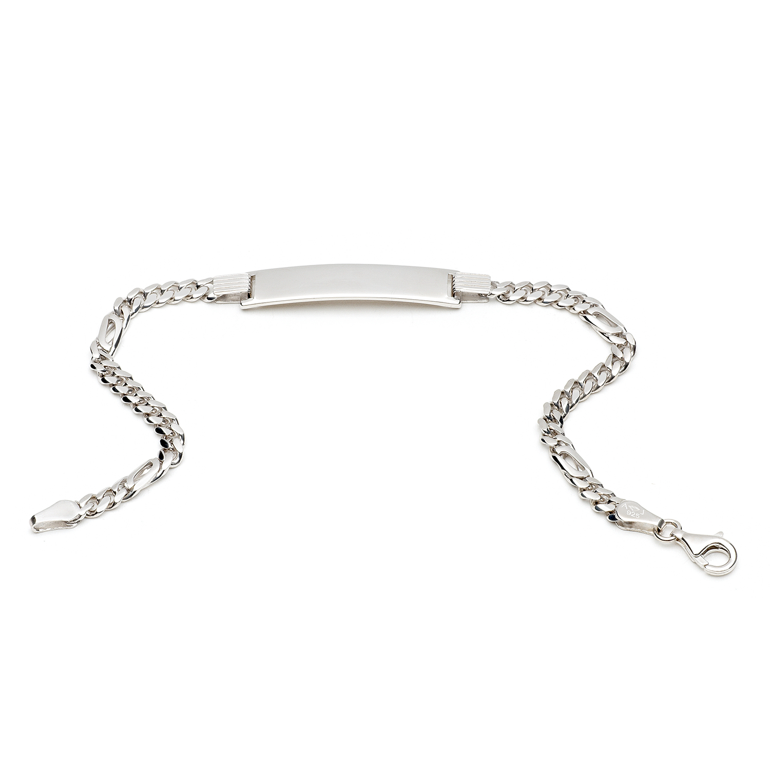 Zilveren gerhodineerde plaatband bol gourmet/valkoog 4mm 19cm