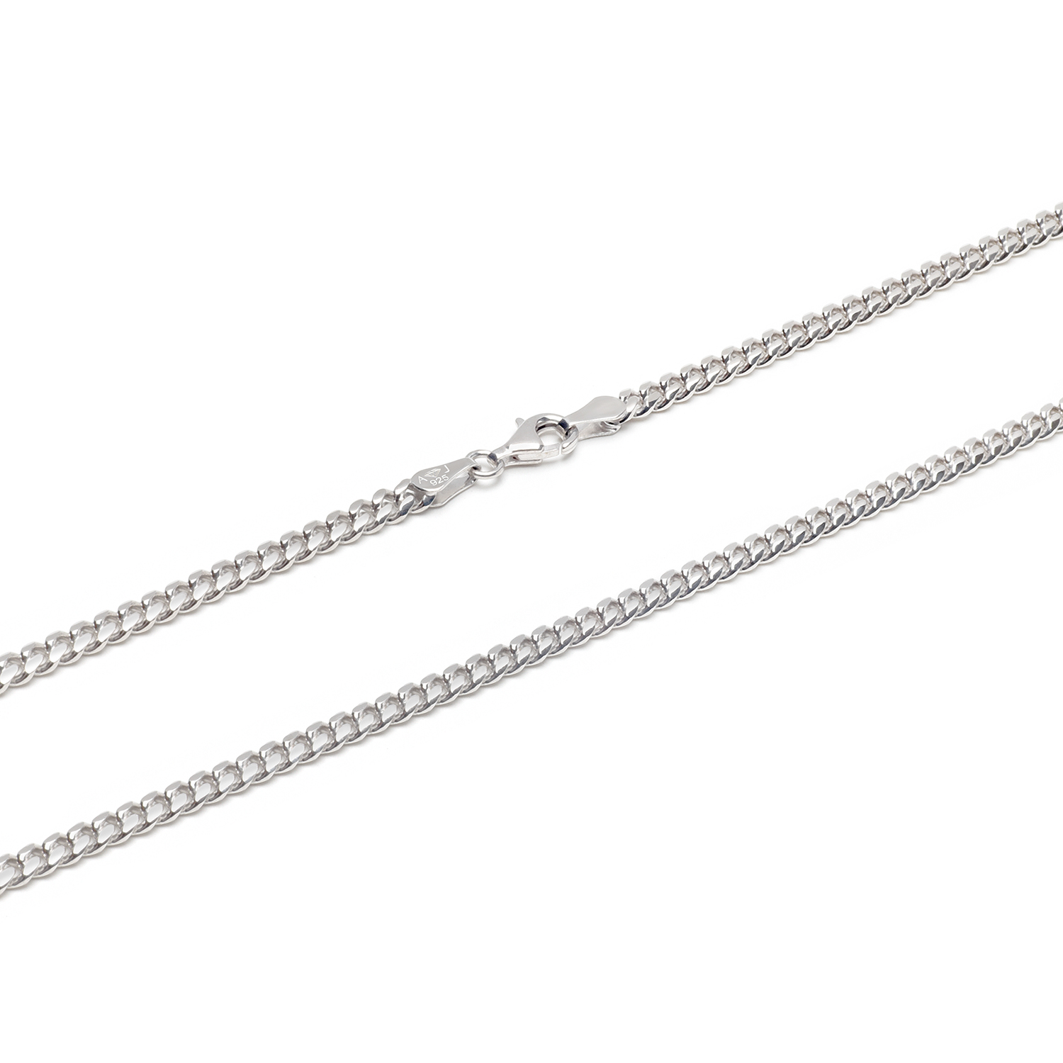 Zilveren gerhodineerde bol geslepen gourmet collier 4mm 55cm