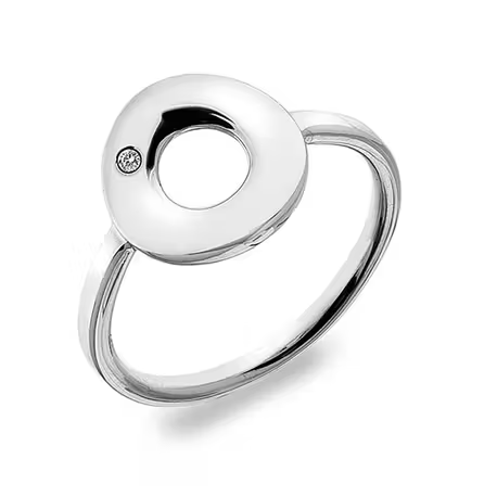 Zilveren ring 'Emerge Open Oval' bezet met een diamantje, Hot Diamonds in geschenkverpakking. Elegante open ring, de diameter van het ornament is 1,1 cm.