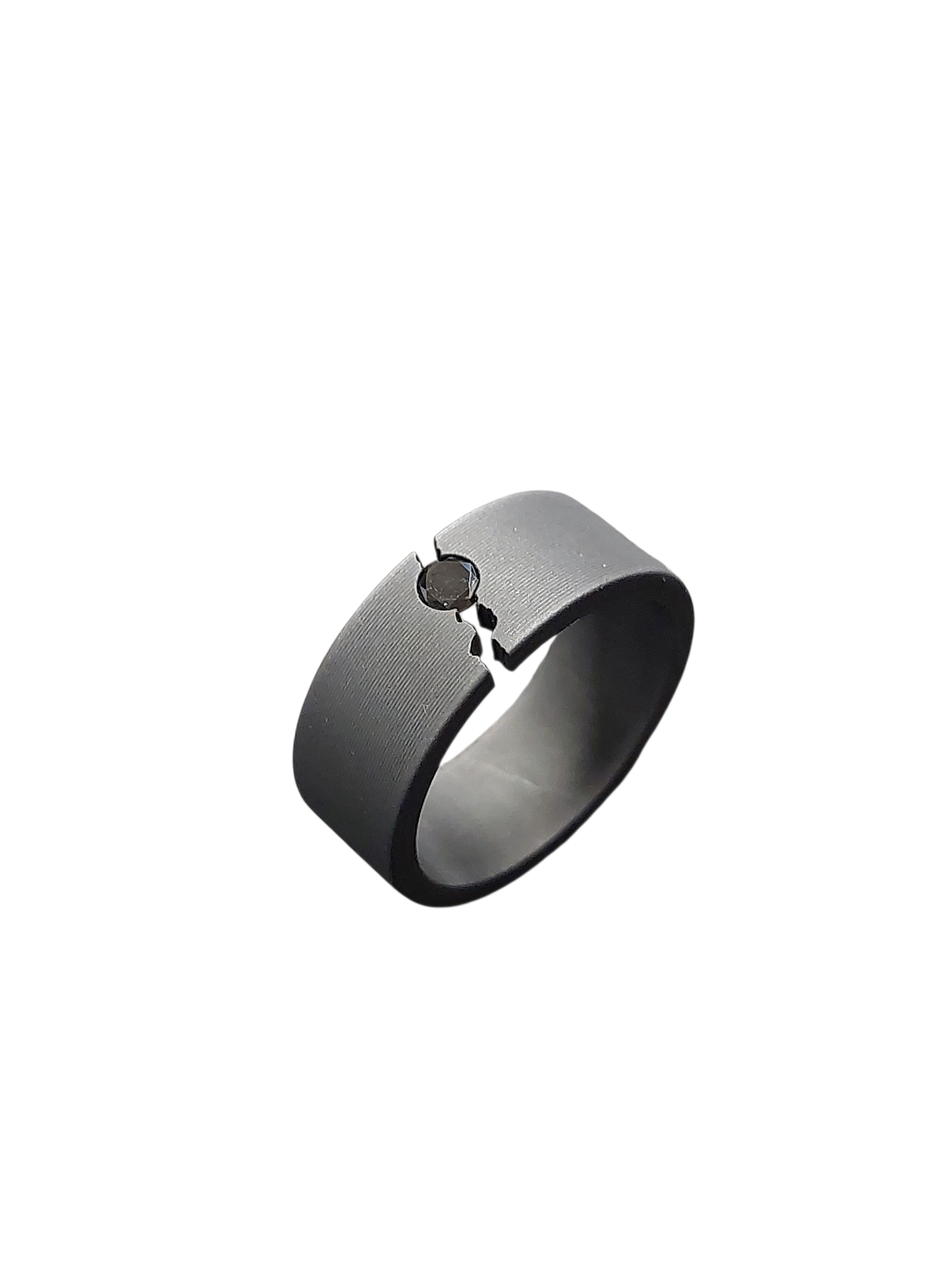 Ring edelstaal (zwart) met zwarte diamant 0.20ct  9 mm breed P308_r9