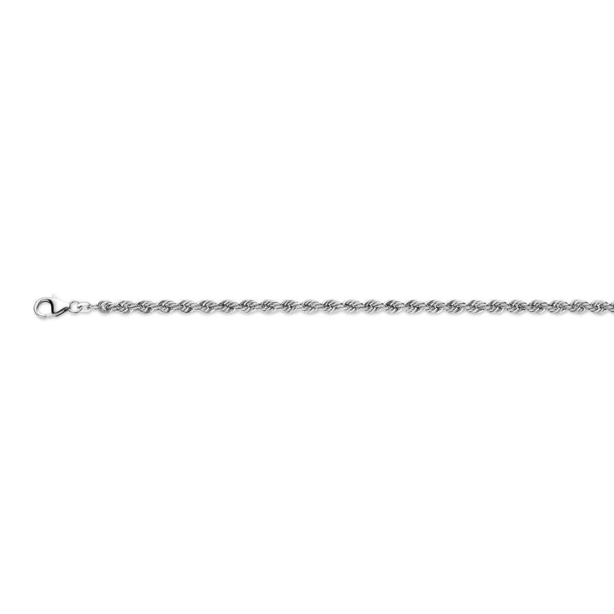 Zilveren gerhodineerde koordarmband 4mm 20.5cm.