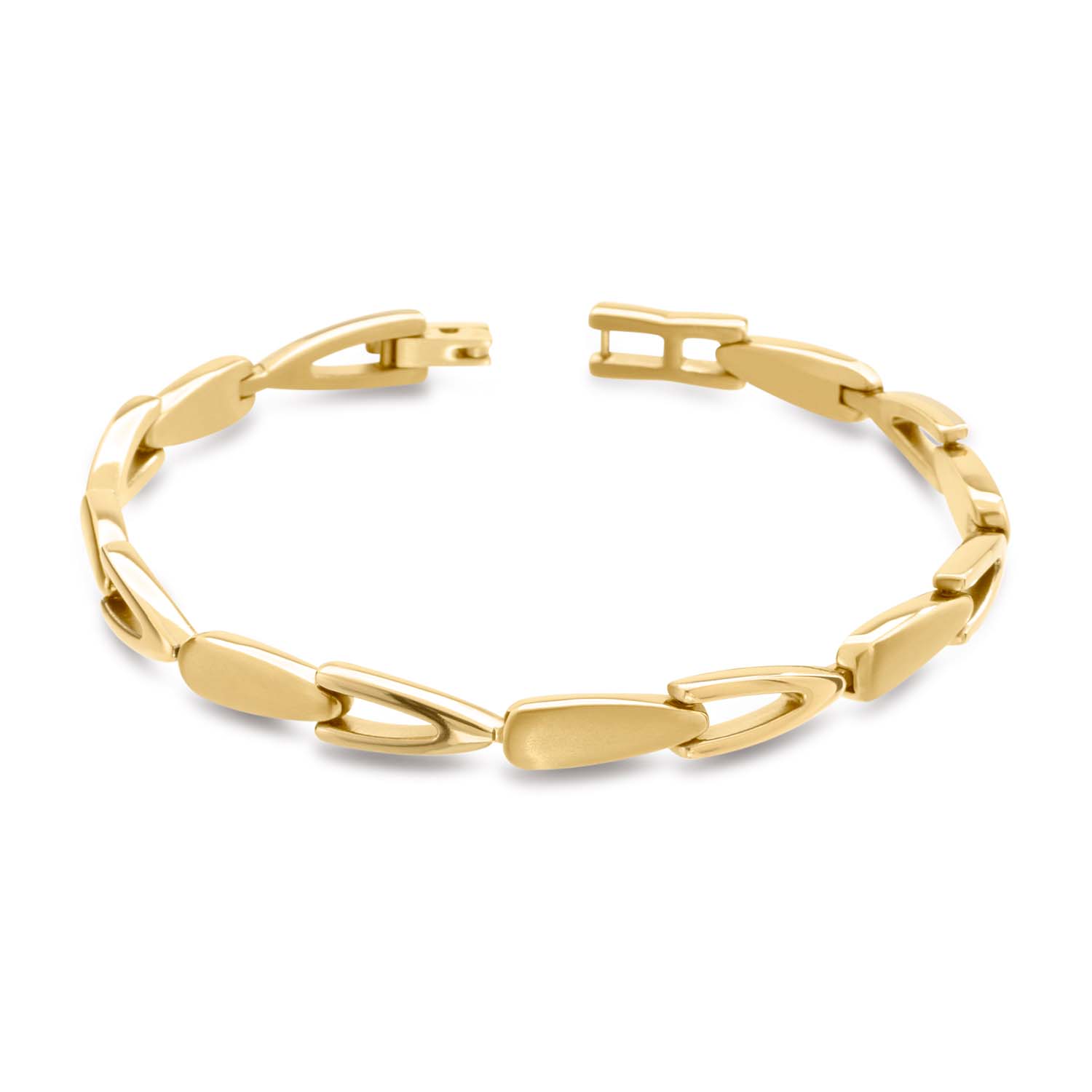 Boccia Titanium 03033-03
Deze prachtige damesarmband van Boccia Titanium is goudkleurig en deels gematteerd en deels glanzend. De armband is 20cm lang. Combineer de armband met andere sieraden van Boccia Titanium voor een complete look.

HET MERK
Boccia Titanium is het titanium merk van Nederland, dat zijn oorsprong in Duitsland vindt en is opgericht in het jaar 1992. Ontwikkeld door internationale ontwerpers. Alle titanium componenten van de BOCCIA TITANIUM collectie zijn gemaakt van 99,7% puur titanium; het bijzondere materiaal. Het is licht in gewicht, neemt de temperatuur van de huid aan en is zeer huidvriendelijk. Bovendien is het corrosie- en temperatuurbestendig.

SPECIFICATIES
- Puur titanium
- Klapsluiting
- Gematteerd met glanzende accenten
- 20cm