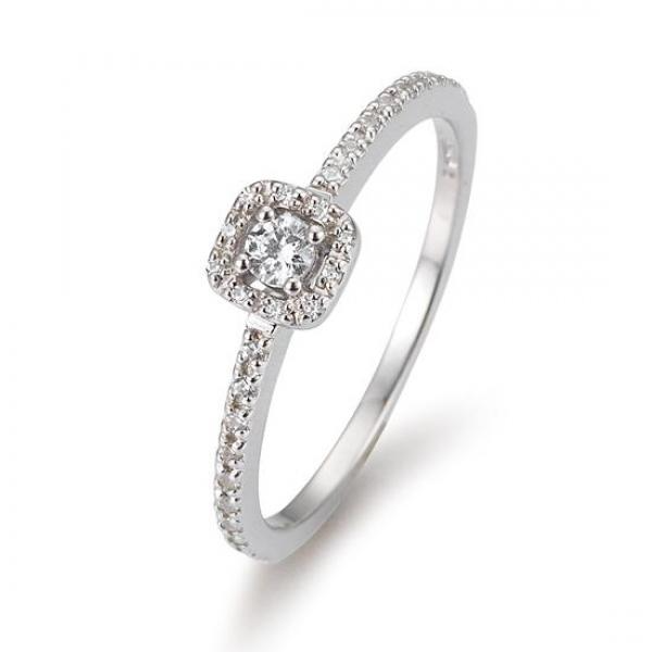 Elegante witgouden Fantasy Pavé–solitairering (maat 56) met 0,22 ct diamanten in w/si‑kwaliteit—een verfijnd en sprankelend sieraad dat elke blik vangt. De subtiele fantasy‑pavézetting omringt de steen met extra schittering, terwijl het 585‑witgoud de koele kwaliteit en tijdloze uitstraling accentueert