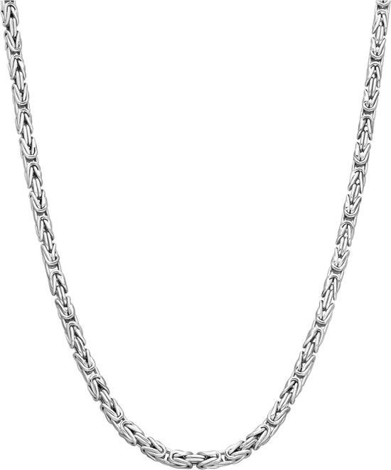Het Zilveren Koningsschakel Collier is een verfijnd sieraad van 60 cm lengte en 2,8 mm breedte. Onderdeel van de Van Zaanen Zilver Collectie, biedt het een tijdloos en elegant ontwerp. Dit collier is perfect voor zowel formele als informele gelegenheden en combineert uitstekend met andere zilveren accessoires voor een stijlvolle uitstraling.