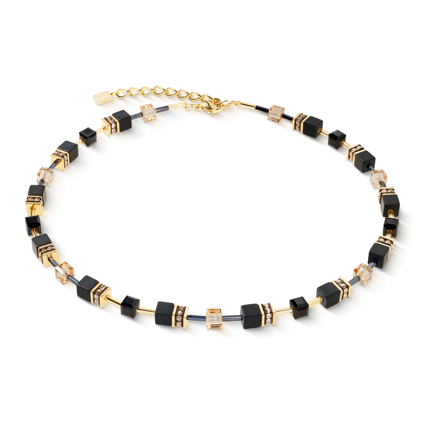 GeoCUBE® necklace Onyx black-gold