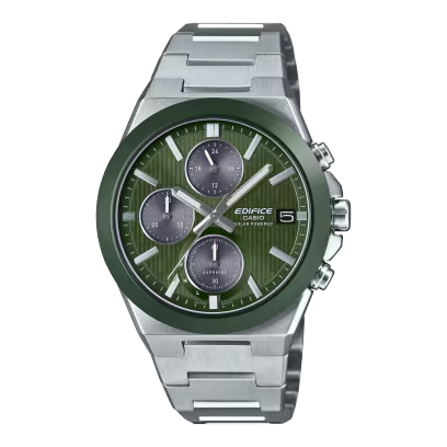 Dit Casio horloge behoort tot de Edifice collectie.
Referentienummer: EFS-S650D-3AEF

De zorgvuldig gepolijste keramische lunette, met zijn subtiele en verfijnde tinten, doet denken aan de prachtige glanzende textuur van een high-end sportwagen en biedt een nog grotere krasbestendigheid dan roestvrij staal voor langdurige, duurzame schoonheid.

De vlakke roestvrijstalen kast en horlogeband zijn zorgvuldig gepolijst met spiegel en haarlijn-afwerking en de wijzerplaat is afgewerkt met verfijnde patroonopdrukken, waardoor het algehele ontwerp nog eleganter wordt. 

Het saffierglas zorgt voor zichtbaarheid en krasbestendigheid. Werkt op zonne-energie voor een lange levensduur van de batterij en is uitgerust met een stopwatch en 10-bar waterdichtheid.