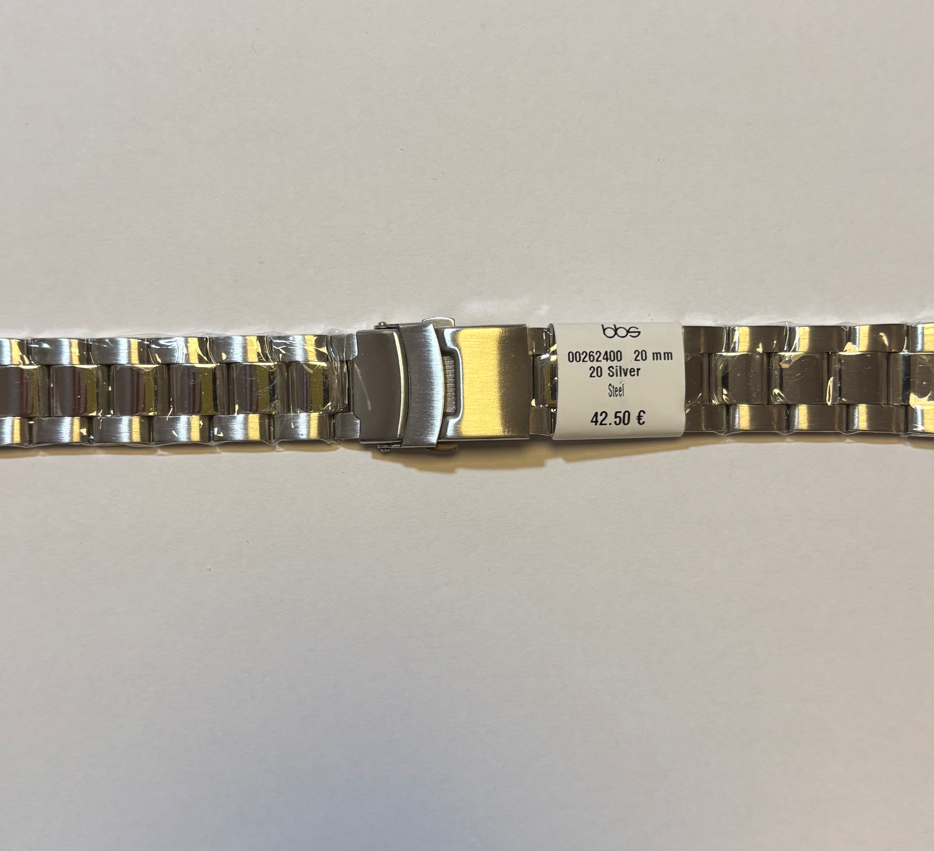 Staal 20mm horlogeband klapsluiting 