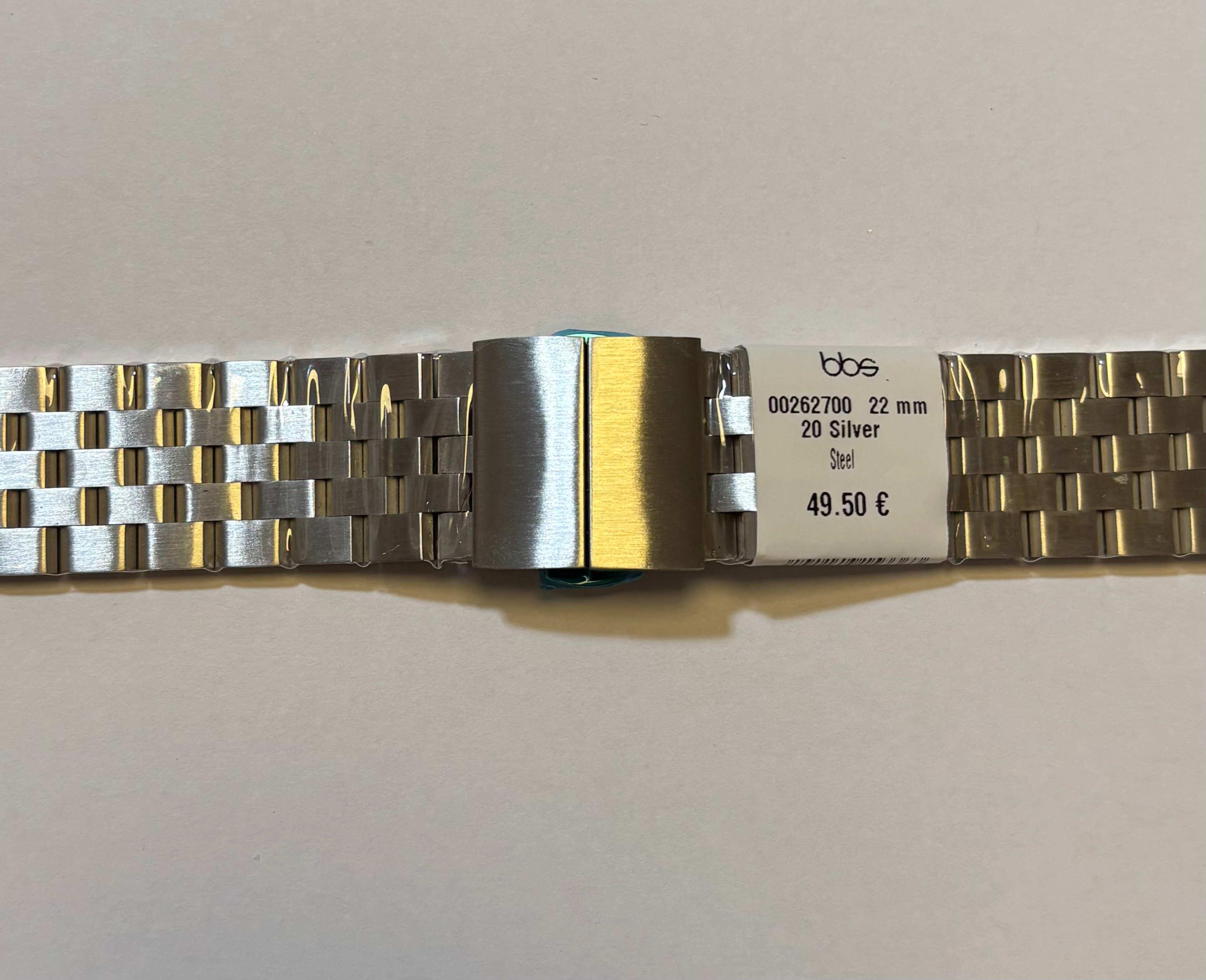 Staal 22 mm band met blinde sluiting 