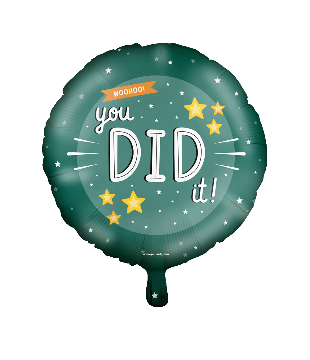 De "Foil balloon - You did it!" met modelnummer 7042155 valt onder de categorie TOYS_HOBBY_PARTY. Deze feestelijke ballon is perfect om een prestatie te vieren. Het beste is om de ballon op te blazen met helium voor een zwevend effect, zodat het een opvallende en feestelijke decoratie wordt op elk feest of evenement.