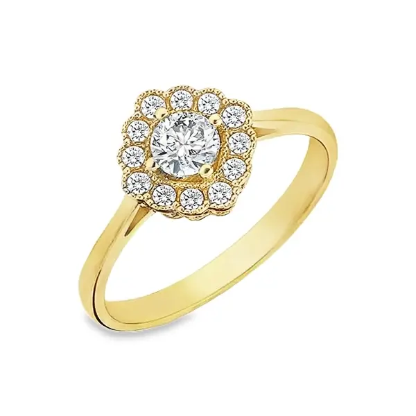 14k Geelgouden ring met zirkonia
