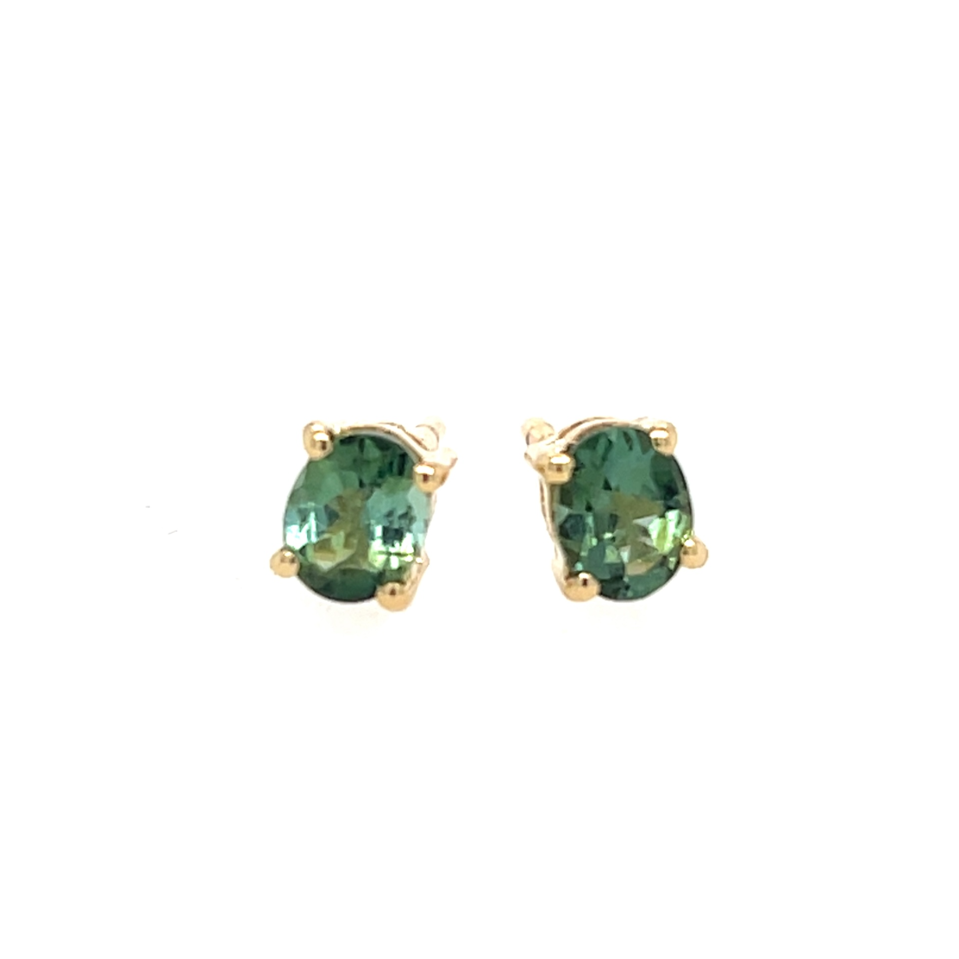 oorsteker 14kt goud met ovale facet geslepen toermalijn van 4x5mm