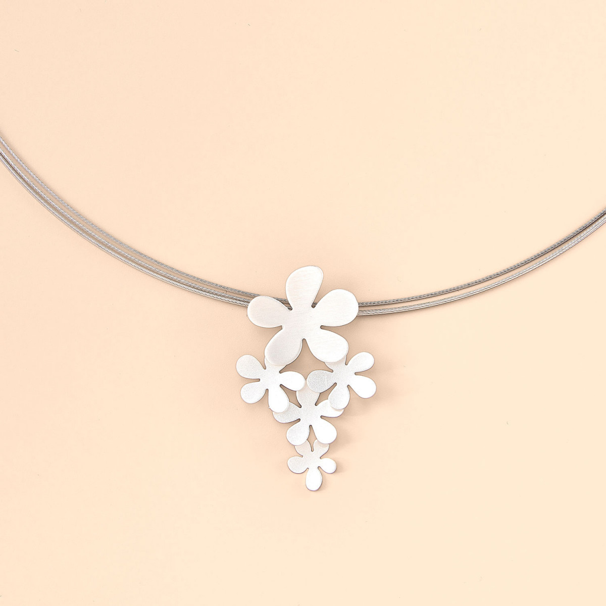 Sterling zilver 925 mat, galvanisch beschermd tegen aanlopen met 3-rijige stalen ketting 43 cm