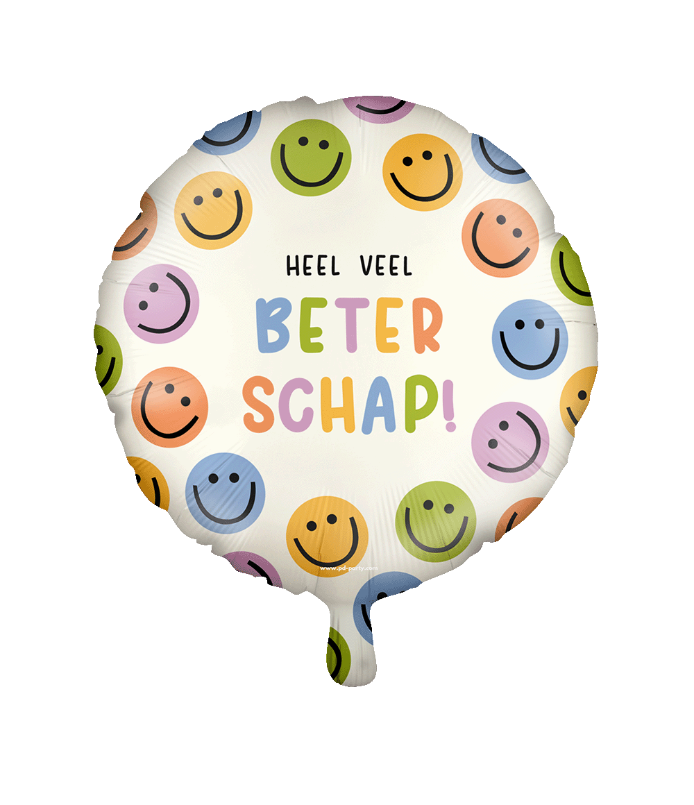 De feestelijke folieballon "Beterschap" met modelnummer 7042171 valt onder de categorie "Speelgoed, Hobby & Feestartikelen". Ideaal voor het opvrolijken van zieken en het geven van een speciale touch aan elk herstelmoment. Draag hem niet; gebruik hem als decoratie op ziekenbezoek of stuur hem als verrassing naar een herstellend persoon.