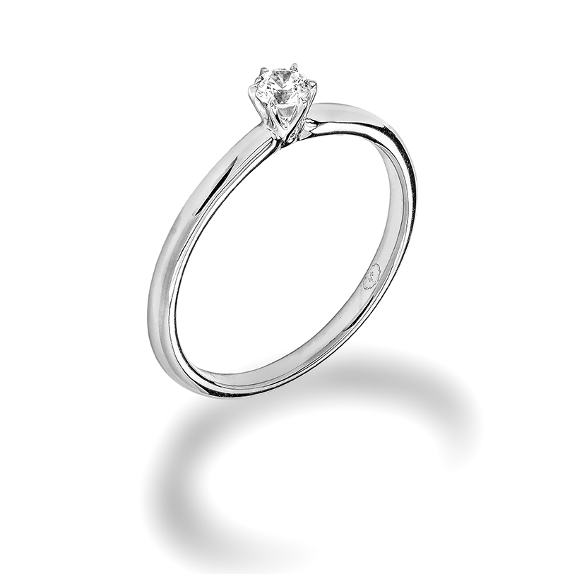 14 krt wit gouden ring 0.10crt diamant