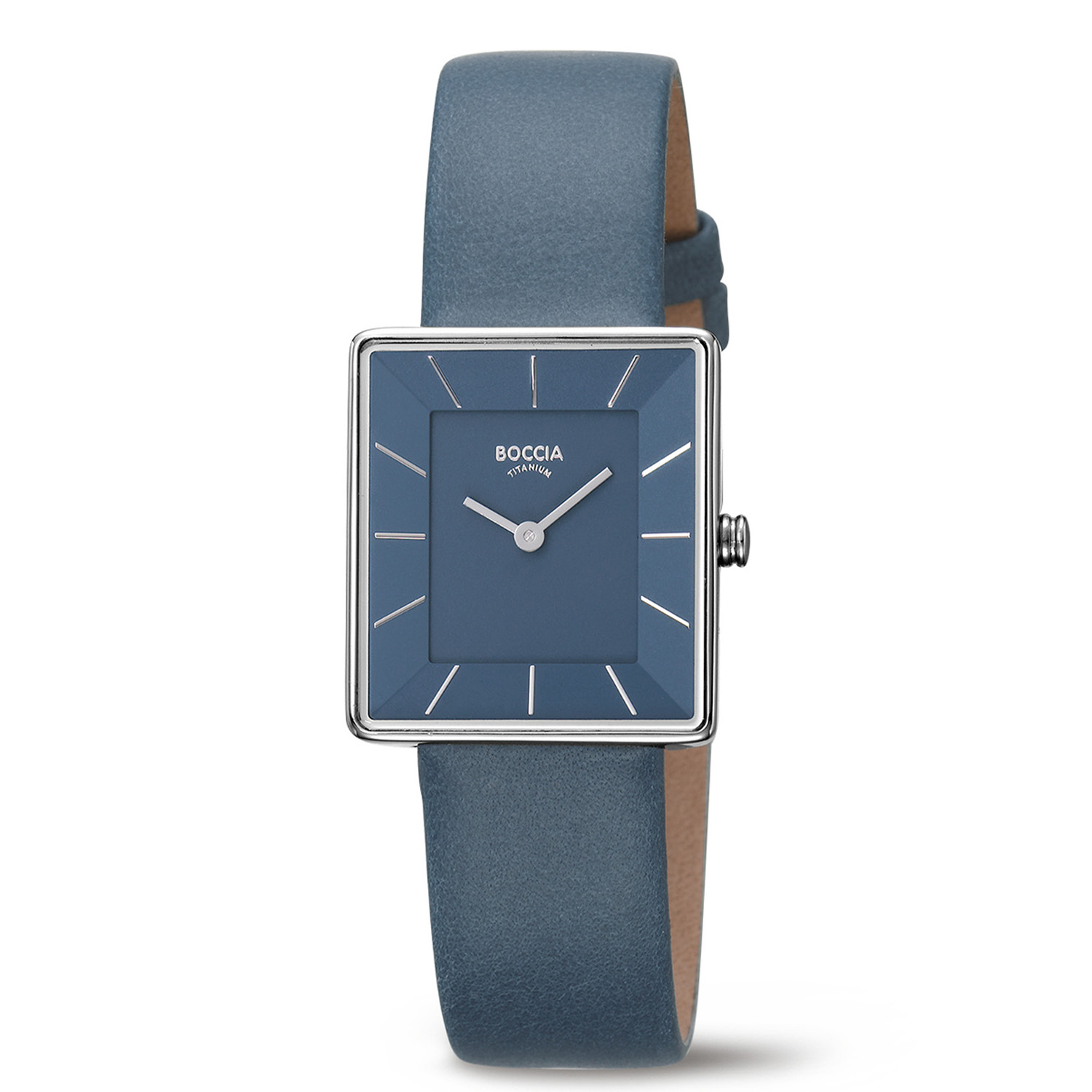 Die DAU-Q TI,ZBL:BLAU/SILB IND Uhr, Modellnummer 3351-08, besticht durch ihr quadratisches Titangehäuse, Mineralglas und einem blauen Zifferblatt. Mit einem blauen Echtlederarmband, silberfarbenem Gehäuse und analoger Anzeige ist sie bis zu einem Wasserfestigkeitsgrad von 3 geschützt. Ideal für elegante Anlässe und als stilvolles Accessoire im Alltag. Keine Datumsfunktion.