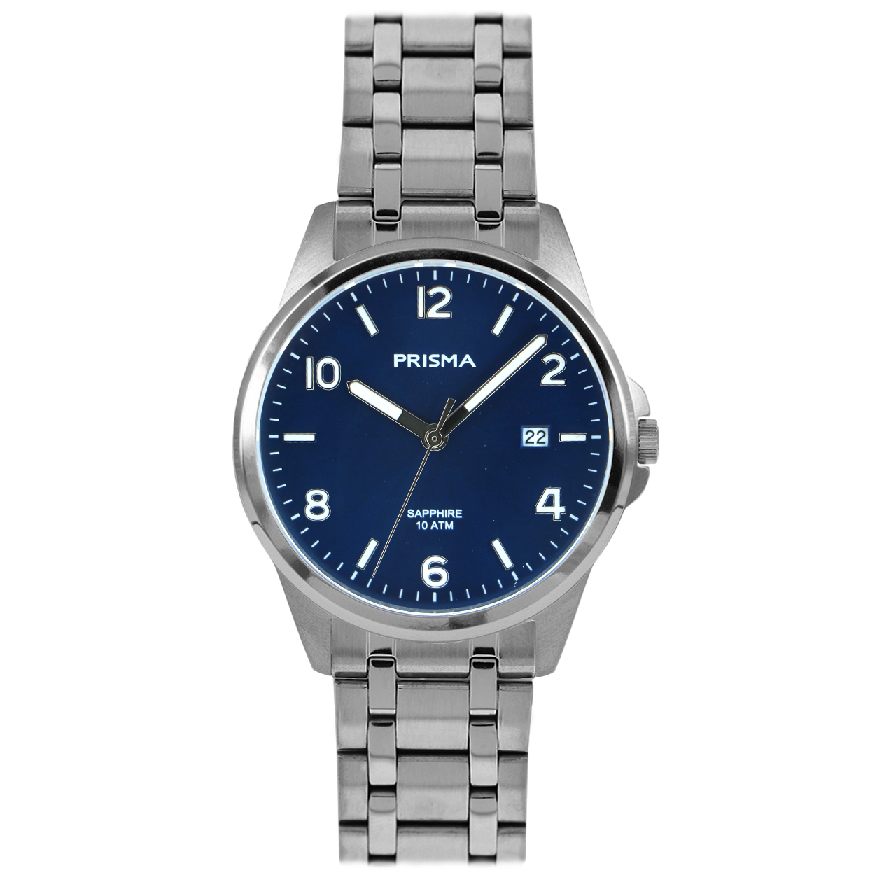 Prisma horloge P1411 heren edelstaal saffierglas 10 ATM zilverkleur met blauwe wijzerplaat

Algemeen
Geslacht: heren
Model: P.1411

Voordelen
- band edelstaal zilverkleurig
- wijzerplaat blauw met cijfers witkleurig
- glas is zeer krasvast- compacte sluiting met extra draagcomfort
- waterdicht 10 meter
- quartz
- maat kast 38 mm (breedte) 8,3 mm (dikte)

