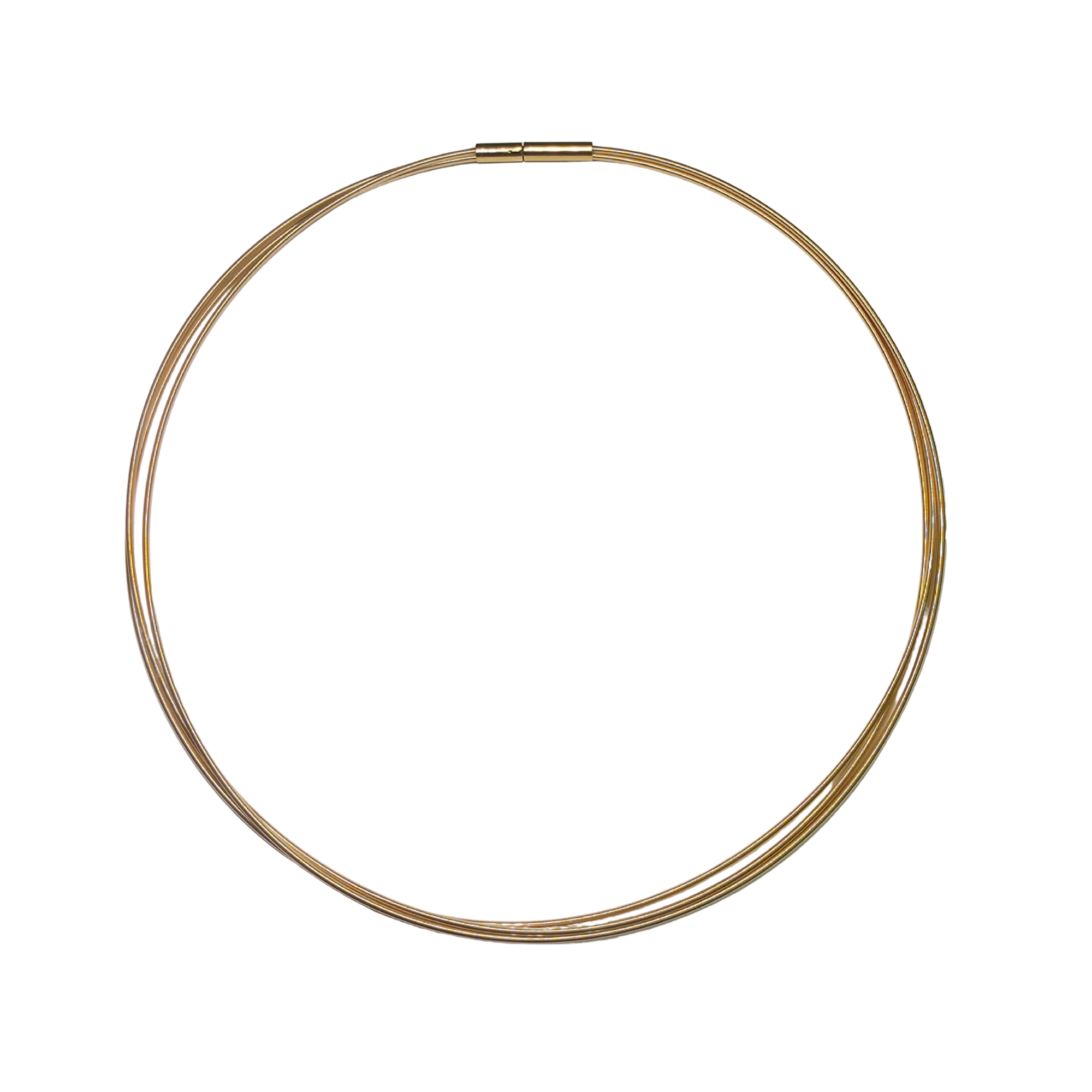 Draad collier van 3 draden verguld .Lengte 45 cm
