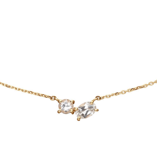 Deze prachtige JACKIE collier met topaas is verfijnd en elegant, perfect voor elke gelegenheid. De topaas edelsteen straalt een subtiele glans uit en wordt omlijst door een gouden setting. Draag deze ketting alleen voor een minimalistische look of combineer met de bijpassende oorstekers. Een tijdloos stuk dat elke outfit compleet maakt.