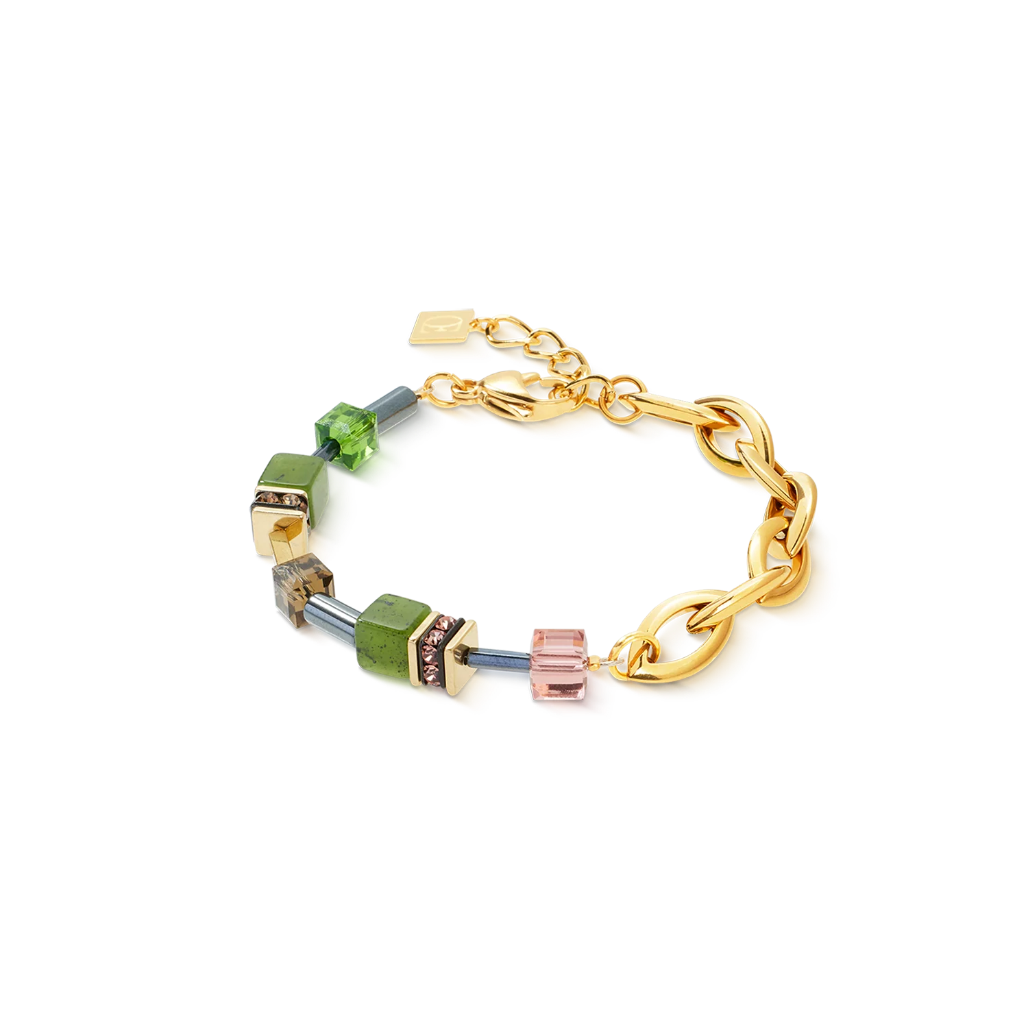 Coeur De Lion Goudkleurige Armband GeoCUBE® Chunky Chain Groen