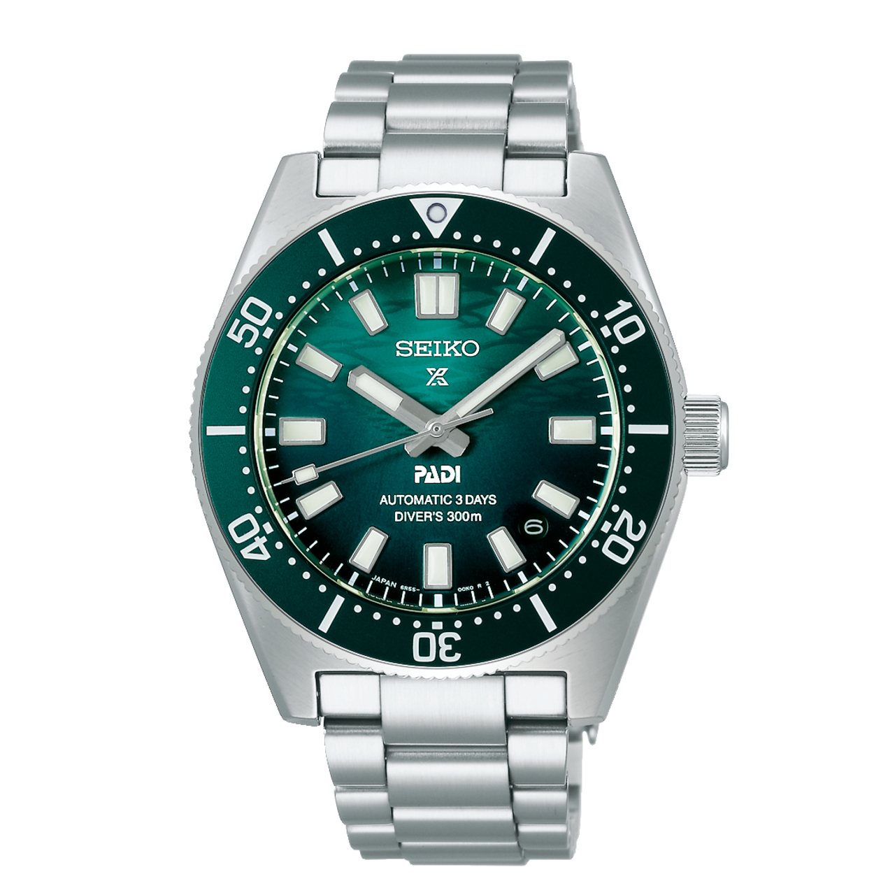Dit is een herenhorloge van het merk Seiko. Het is een analoog horloge gemaakt van staal. De diameter van de kast is 40 mm en de kast is 13.02 mm dik.
De verdere specificaties van het horloge zijn als volgt:
Kastvorm: rond
Kastkleur: zilverkleurig
Kastmateriaal: staal
Bandbreedte: 18 mm
Bandlengte: 250 mm
Sluiting: vouwsluiting met veiligheidsklepje en drukker
Wijzerplaatkleur: groen
Glassoort: saffier glas
Waterdichtheid: 30 ATM
Techniek: automaat
Gangreserve: 72 uur

Speciale wijzerplaat waarin liefde voor de prachtige oceanen reflecteert
De smaragdgroene wijzerplaat met kleurverloop is geïnspireerd op het glinsterende licht en het rimpelende oppervlak zoals gezien vanonder de waterspiegel.

dit horloge komt met extra horlogeband gemaakt van gerecyclede visnetten
De band, gemaakt van uit afgedankte visnetten gerecycled nylon, is op complexe wijze geweven met behulp van de traditionele Japanse techniek Seichu, die vaak wordt gebruikt bij obi riemen voor kimono’s.

De nieuw ontworpen sluiting kan in zes stappen van elk ongeveer 2,5 mm worden versteld, voor een totaal bereik van circa 15 mm. Hierdoor draagt de horloge altijd comfortabel, ook als de pols tijdens het duiken of in het dagelijks leven van omvang verandert.