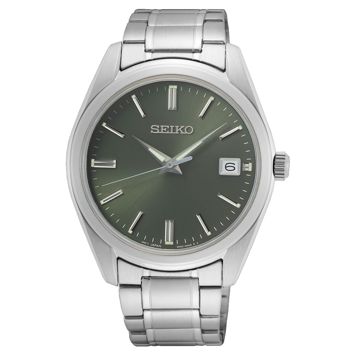 Dit is een herenhorloge van het merk Seiko. Het is een analoog horloge gemaakt van staal. De diameter van de kast is 40.2 mm en de kast is 9 mm dik.
De verdere specificaties van het horloge zijn als volgt:
Kastvorm: rond
Kastkleur: zilverkleurig
Kastmateriaal: staal
Bandbreedte: 20.8 mm
Bandlengte: 250.2 mm
Sluiting: vouwsluiting met drukker
Wijzerplaatkleur: groen
Glassoort: saffier glas
Waterdichtheid: 10 ATM
Techniek: quartz