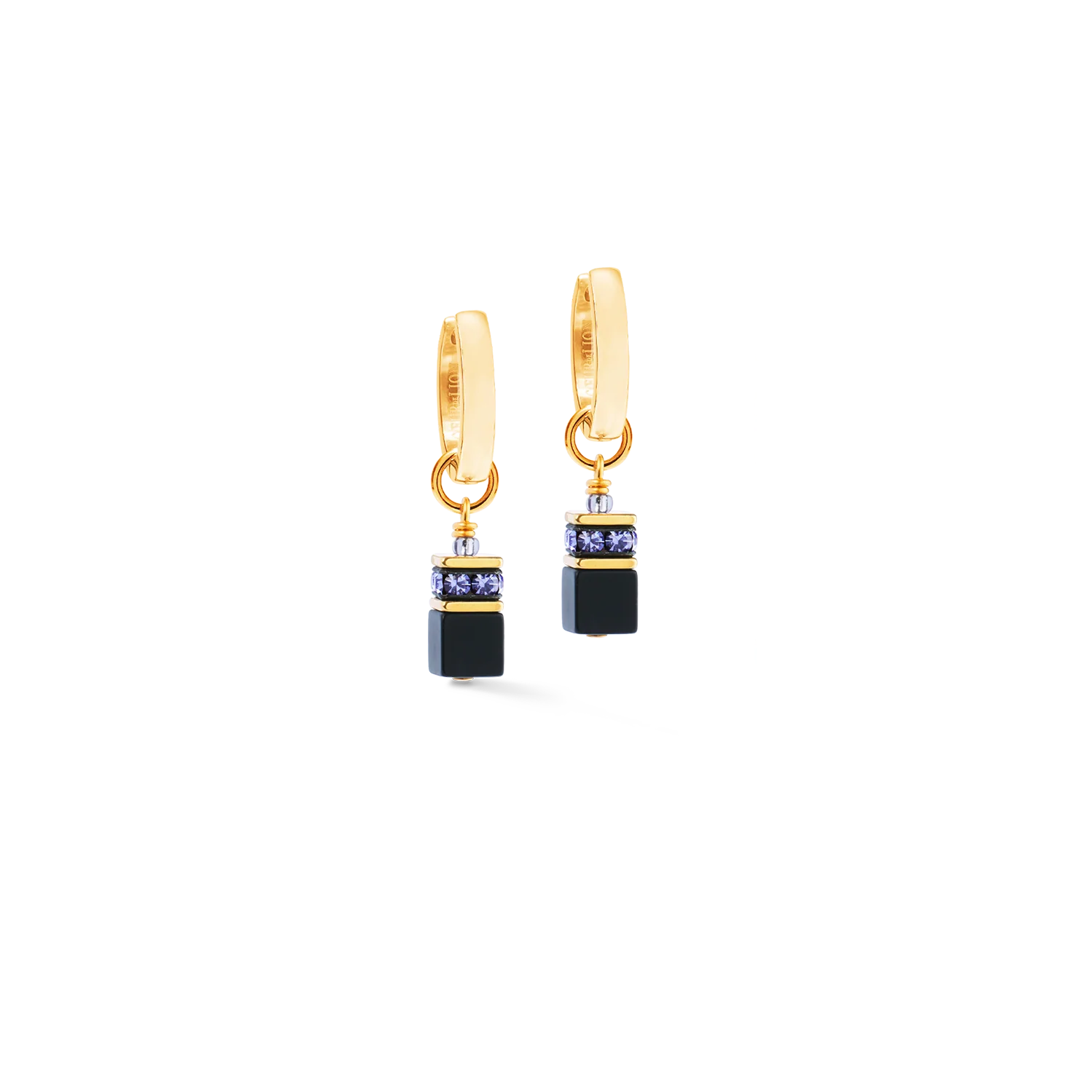 Coeur de Lion 3043/21-1308 Oorringen met Hanger Black - Purple