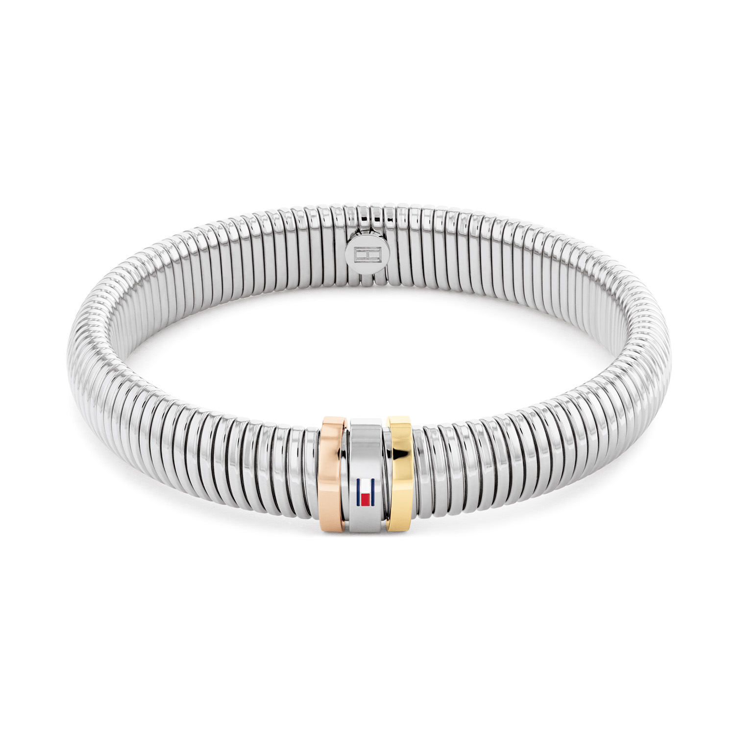 Tommy Hilfiger Jewels Armband Dames Staal Stretch. De armband is one size. Deze armband van Tommy Hilfiger uit de jewelry serie Stretch Bracelets met nr: TJ2780994 is een musthave voor je Tommy collectie. De stalen dames armband is flexibel en past om iedere pols. Op het middelste gedeelte zit het Tommy logo. Erg leuk te mixen met andere sieraden uit deze serie van Tommy Hilfiger.
