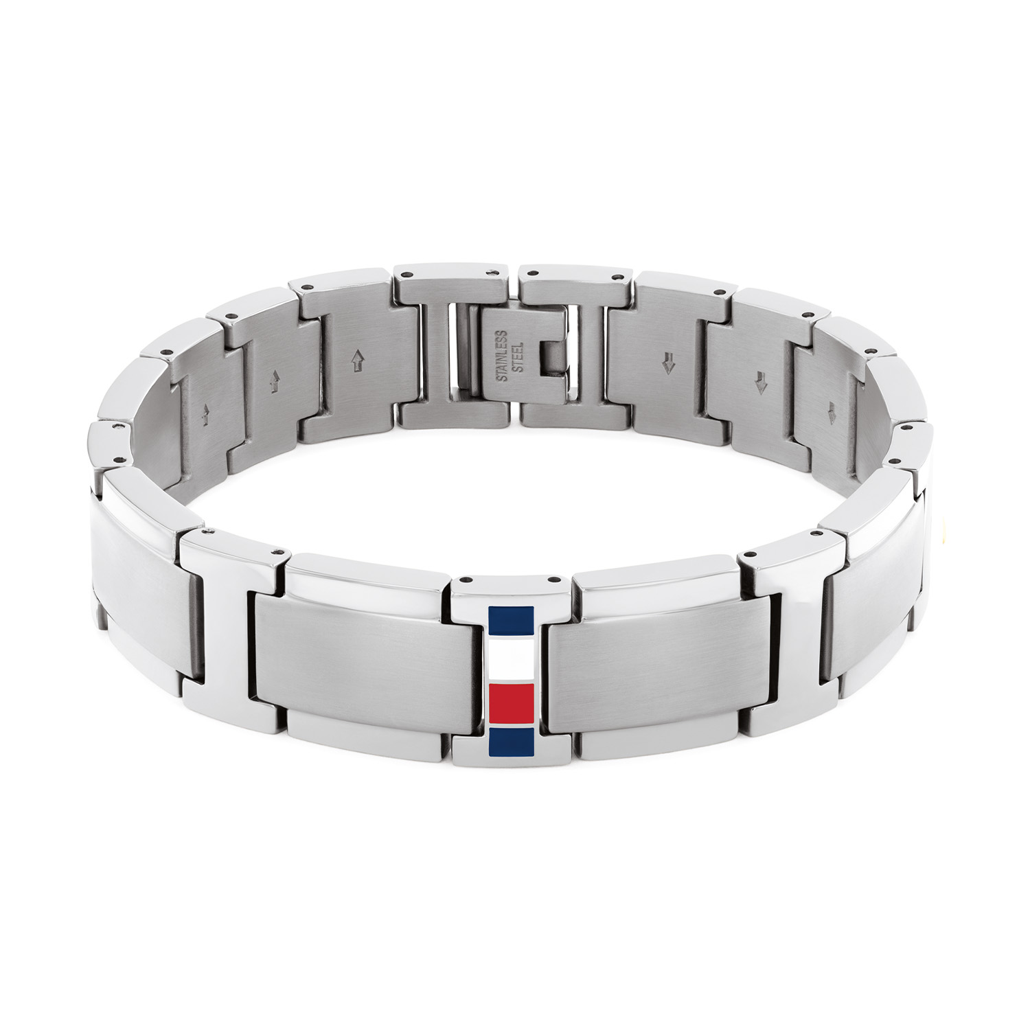 Tommy Hilfiger Jewels Armband Heren Staal 19cm.
Deze armband van Tommy Hilfiger uit de jewelry serie Jameson met nr: TJ2790657 is een strak model, een musthave voor je Tommy collectie. De stalen glanzende heren armband heeft platte schakels zoals een horlogeband met een klapsluiting. Door schakels uit de band te halen of toe te voegen is hij perfect voor iedere pols. Dit model heeft een breedte van 15mm en een totale lengte van 19cm. Ook leuk te combineren met andere armbanden en sieraden van Tommy Hilfiger.
