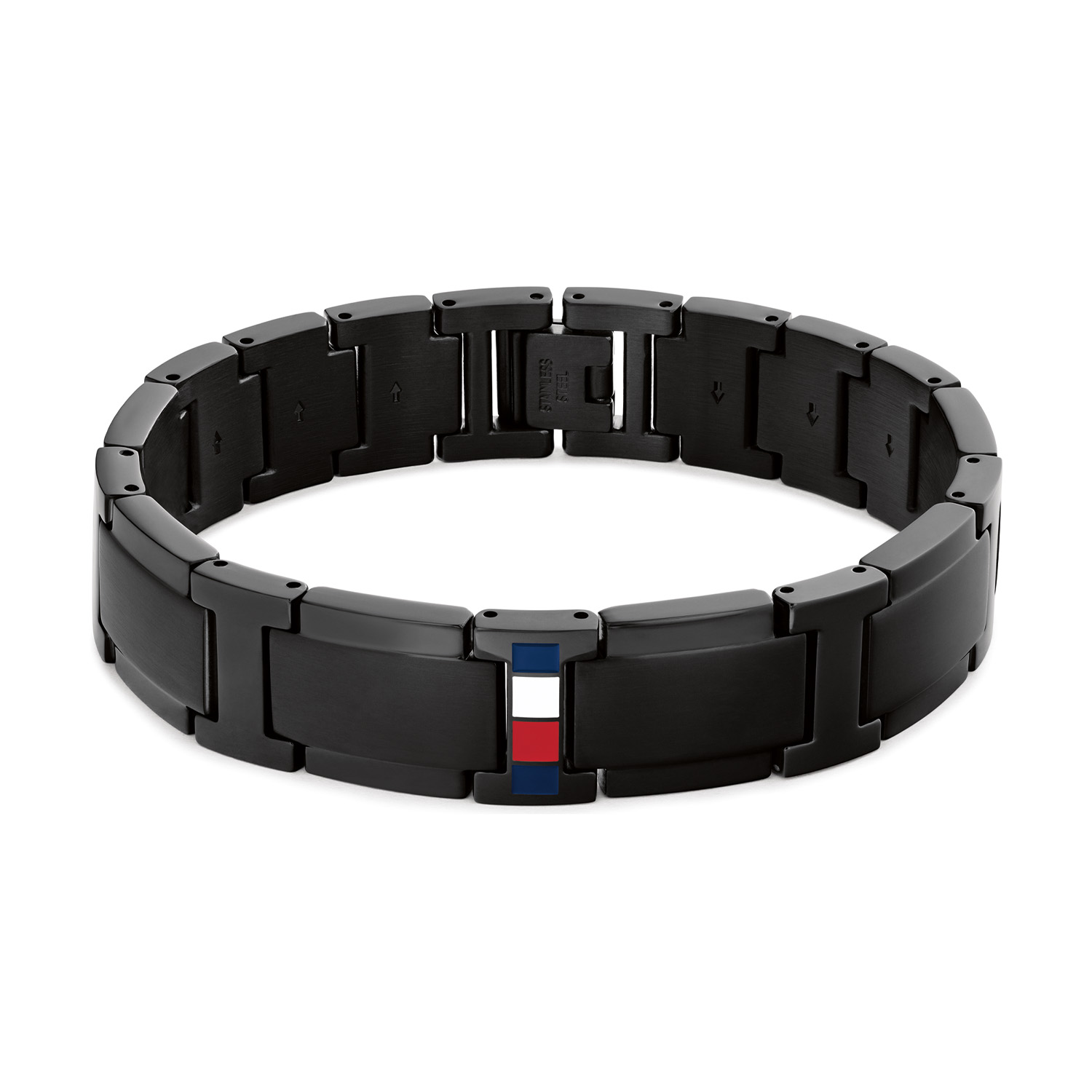 Tommy Hilfiger Jewels Armband Heren Staal 19cm.
Deze armband van Tommy Hilfiger uit de jewelry serie Jameson met nr: TJ2790659 is een strak model, een musthave voor je Tommy collectie. De stalen glanzende zwarte heren armband heeft platte schakels zoals een horlogeband met een klapsluiting. Door schakels uit de band te halen of toe te voegen is hij perfect voor iedere pols. Dit model heeft een breedte van 15mm en een totale lengte van 19cm. Ook leuk te combineren met andere armbanden en sieraden van Tommy Hilfiger.