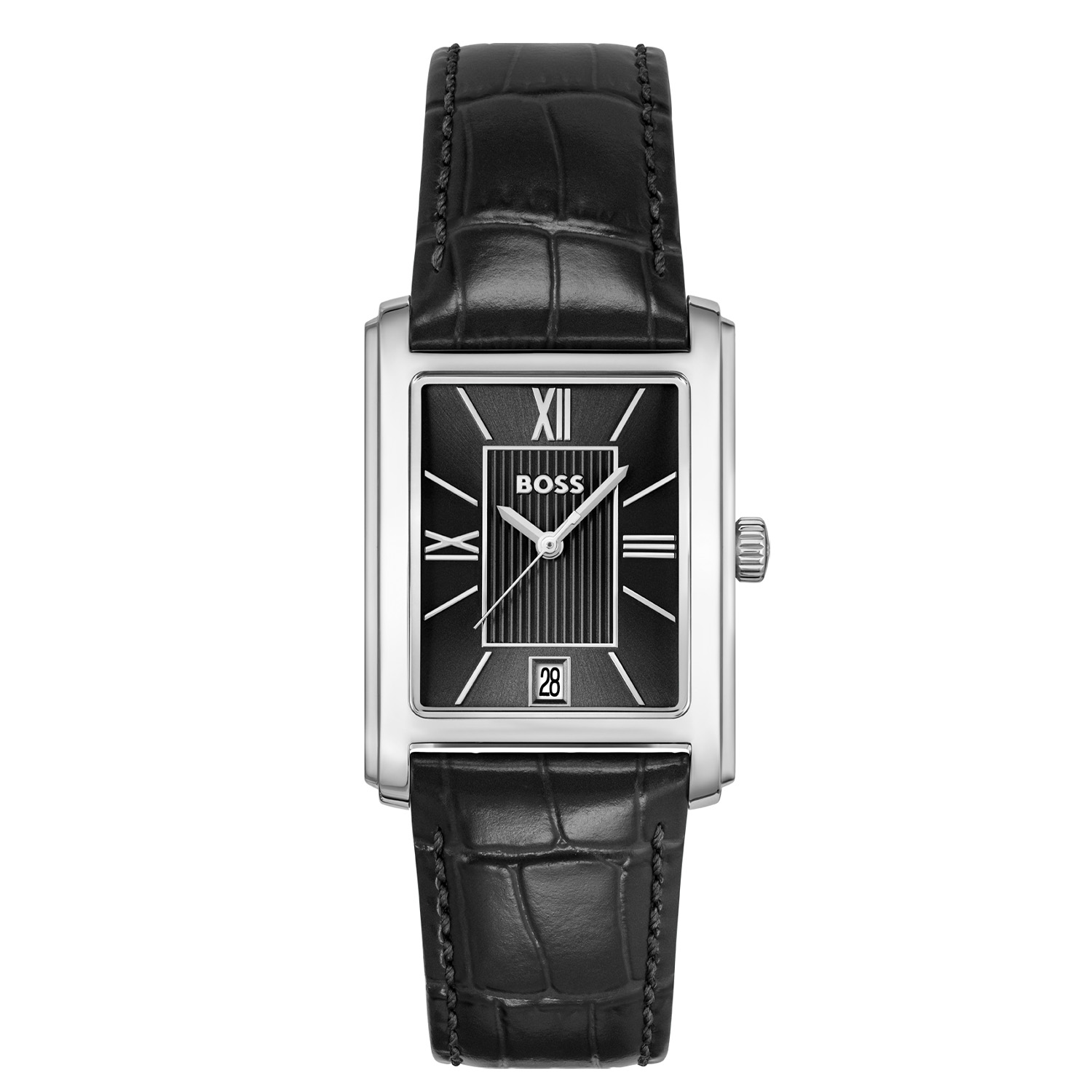 BOSS HB1514277 PRINCIPLE DRESS Herenhorloge 28x39mm
Dit BOSS horloge uit de PRINCIPLE DRESS serie met artikelnr: HB1514277 heeft een stijlvolle uitstraling. Net als principes die de basis van karakter vormen, is onze PRINCIPLE-collectie het juiste voorbeeld van verfijnde stijl. De tijdloze ontwerpen zorgen ervoor dat het elke
garderobe aanvult en dient als een betrouwbaar en stijlvol accessoire voor elke gelegenheid. Met zijn gedurfde maar verfijnde ontwerp blijft de PRINCIPLE DRESS de weg wijzen, het eerdere succes eren en tegelijkertijd de toekomst herdefiniëren in eigentijdse stijl. Dit herenhorloge valt op door zijn stalen rechthoekige gebogen horlogekast met zijn fijn bewerkte zwarte wijzerplaat met een datum en deels romeinse uursaanduiding. Aan de kast zit een zwarte lerenband met een gespsluiting. Het horloge heeft een afmeting van 28x39mm met een mineraalglas en is 3ATM. 

HET MERK:
HUGO BOSS is afgestemd op levensstijlen waar het gaat om kwaliteit en precisie. Het wereldwijde fashionlabel is verdeeld in twee merken: BOSS en HUGO. Het merk BOSS biedt geavanceerde, moderne horloges gericht op kwaliteit en design om een onberispelijke look te creëren – of het nu zakelijk, casual of sportief is. De horloge collectie van BOSS is perfect afgestemd op levensstijlen waar het gaat om kwaliteit en precisie. BOSS is op maat gemaakt in een onberispelijke stijl.

Blijf stijlvol bij de tijd. Voor de BOSS-vrouw is stijl het handelsmerk en draait alles om
details. Breng uw look naar een hoger niveau met onze nieuwe en kenmerkende horlogecollectie.

SPECIFICATIES:
- Mineraalglas
- Rechthoekige kastvorm, 28x39mm
- Stalen horlogekast
- Zwarte wijzerplaat
- Zwarte lerenband
- Datum
- 3ATM