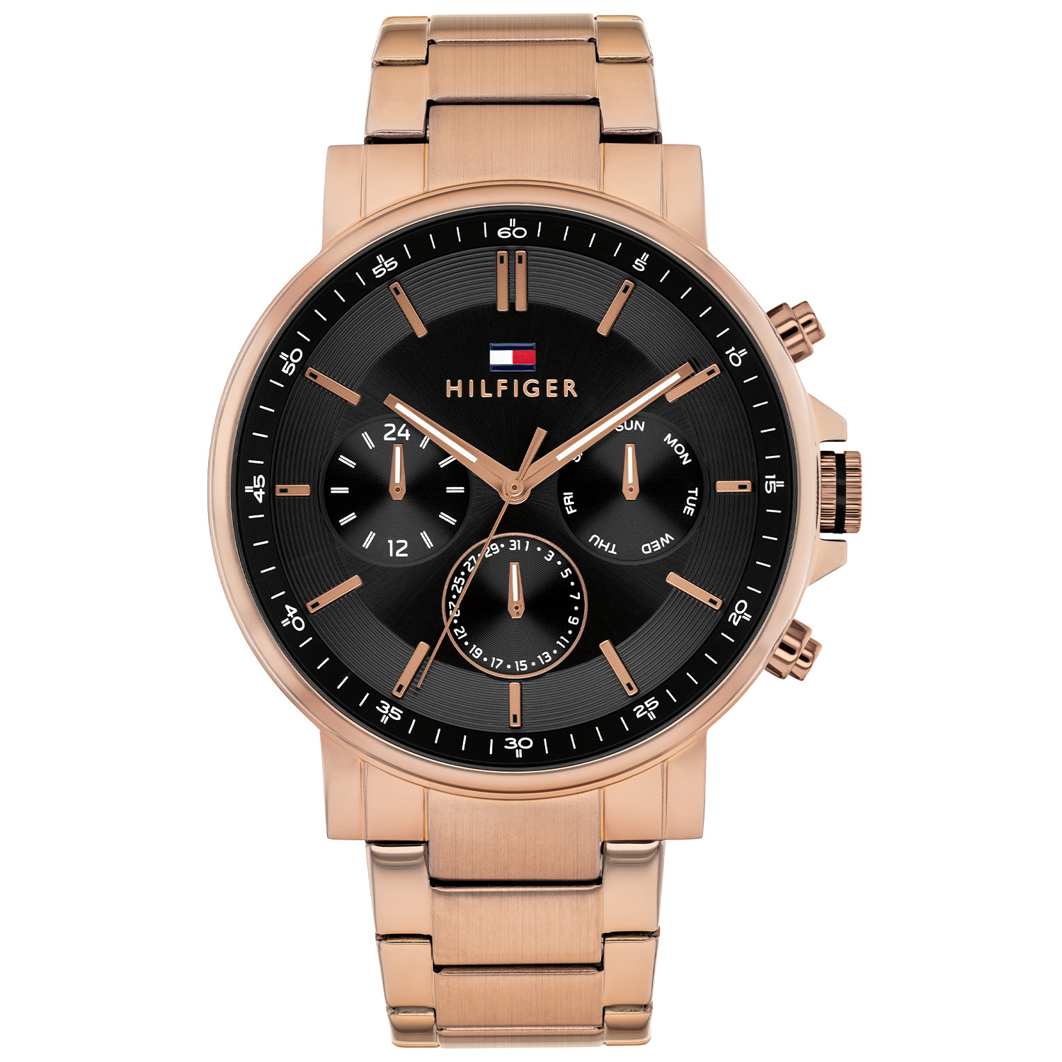 Tommy Hilfiger TH1710712 Horloge Heren Staal 43mm
Dit specifieke horloge van Tommy Hilfiger uit de Tyson serie met artikelnr: TH1710712 is een casual herenhorloge die niet in je collectie mag ontbreken. Het stalen herenhorloge heeft een ronde bruine stalen kast met een ronde bezel en een bruine wijzerplaat met een dag, datum en 24-uursaanduiding. Aan de kast zit een stalen bruine schakelband met een vouwsluiting. Het horloge heeft een mineraalglas, een doorsnee van 43mm en is 5ATM.  

Het merk:
Sinds de lancering van het merk in 1985 is Tommy Hilfiger wereldwijd bekend geworden als pionier van de klassieke Amerikaanse coole stijl. Geïnspireerd door de iconische popcultuur en het Amerikaanse erfgoed. De dames en herencollectie van dit seizoen bestaan uit minimalistische silhouetten en rustieke lederen details. De herenhorlogecollectie biedt iconische uurwerken met roestvrijstalen, lederen en siliconen banden.

Specificaties:
- Mineraalglas
- Ronde kast 43mm
- Stalen bruine kast
- Bruine wijzerplaat
- Stalen bruine schakelband 
- 5ATM