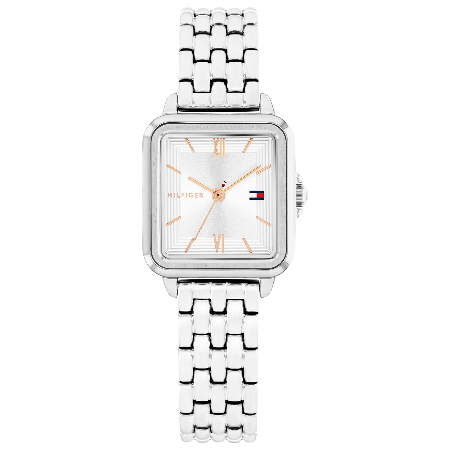 Tommy Hilfiger TH1782830 Horloge Dames Staal Zilverkleurig 24x22,5mm
Dit specifieke horloge van Tommy Hilfiger uit de Mia serie met artikelnr: TH1782830 is een chique casual dameshorloge die niet in je collectie mag ontbreken. Het stalen dameshorloge heeft een rechte kast met een zilverwitte bewerkte sunray wijzerplaat met fijne wijzers en het Tommy logo. De Romeinse 12 en 6 vallen extra op naast de fijne uurstreepjes. Aan de kast zit een stalen schakelband met een vouwsluiting. Het horloge heeft een mineraalglas, een afmeting van 24x22,5mm en is 3ATM.  

Het merk:
Sinds de lancering van het merk in 1985 is Tommy Hilfiger wereldwijd bekend geworden als pionier van de klassieke Amerikaanse coole stijl. Geïnspireerd door de iconische popcultuur en het Amerikaanse erfgoed. De dames en herencollectie van dit seizoen bestaan uit minimalistische silhouetten en rustieke lederen details. De herenhorlogecollectie biedt iconische uurwerken met roestvrijstalen, lederen en siliconen banden.

Specificaties:
- Mineraalglas
- Rechte kast 24x22,5mm
- Stalen kast
- Zilverwitte wijzerplaat
- Stalen schakelband
- 3ATM