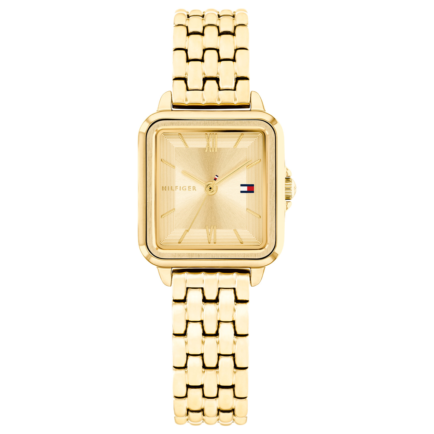 Tommy Hilfiger TH1782832 Horloge Dames Staal Goudkleurig 24x22,5mm
Dit specifieke horloge van Tommy Hilfiger uit de Mia serie met artikelnr: TH1782832 is een chique casual dameshorloge die niet in je collectie mag ontbreken. Het stalen dameshorloge heeft een rechte goudkleurige kast met een goudkleurige bewerkte sunray wijzerplaat met fijne wijzers en het Tommy logo. De Romeinse 12 en 6 vallen extra op naast de fijne uurstreepjes. Aan de kast zit een goudkleurige schakelband met een vouwsluiting. Het horloge heeft een mineraalglas, een afmeting van 24x22,5mm en is 3ATM.  

Het merk:
Sinds de lancering van het merk in 1985 is Tommy Hilfiger wereldwijd bekend geworden als pionier van de klassieke Amerikaanse coole stijl. Geïnspireerd door de iconische popcultuur en het Amerikaanse erfgoed. De dames en herencollectie van dit seizoen bestaan uit minimalistische silhouetten en rustieke lederen details. De herenhorlogecollectie biedt iconische uurwerken met roestvrijstalen, lederen en siliconen banden.

Specificaties:
- Mineraalglas
- Rechte kast 24x22,5mm
- Goudkleurige kast
- Goudkleurige wijzerplaat
- Goudkleurige schakelband
- 3ATM