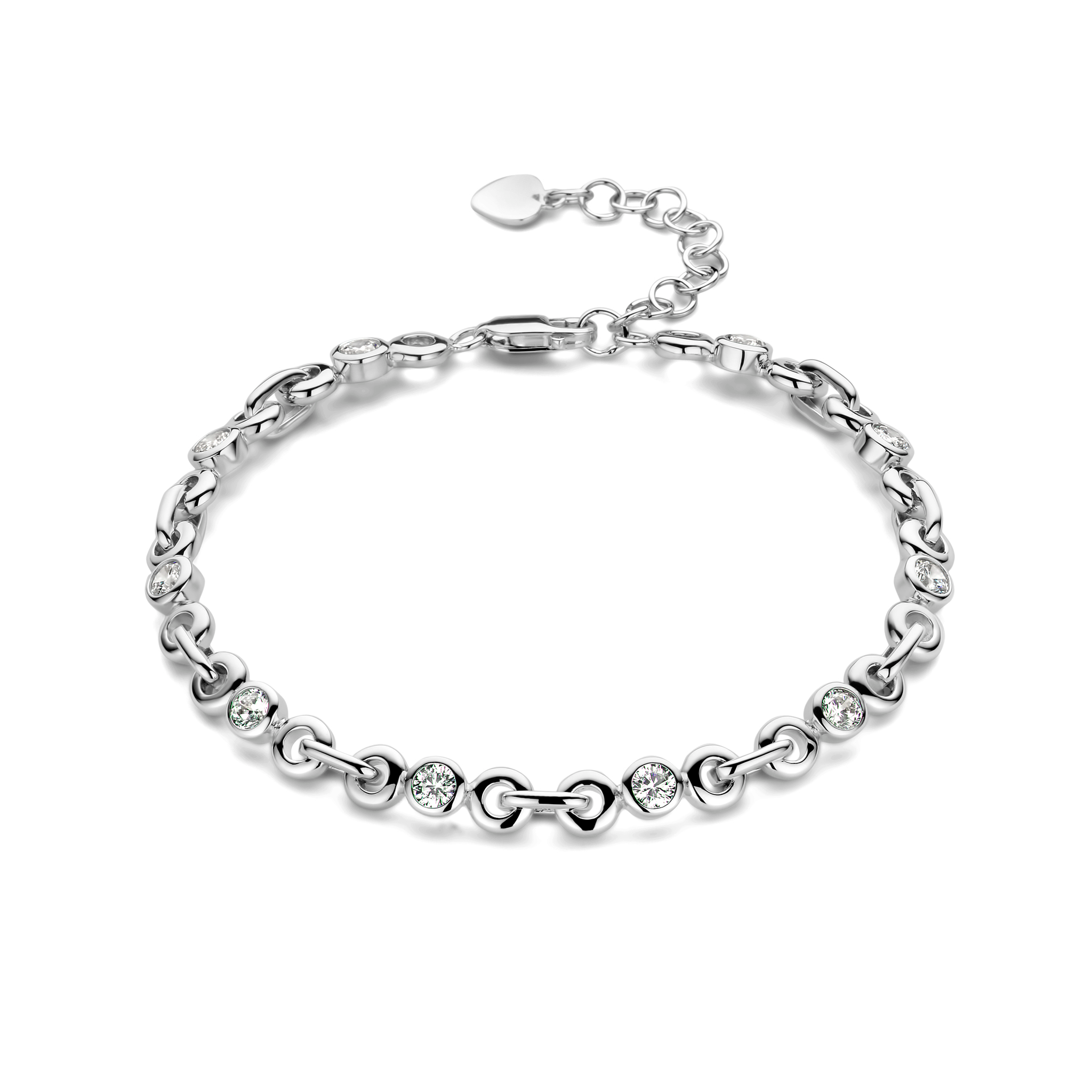 Rosa di Luca 623.773.18 Armband met Ronde Schakels en Zirkonia