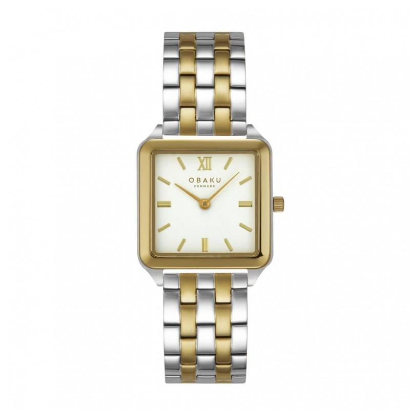 Obaku dames horloge V309LXFWSF is een stijlvolle polshorloge met een goud-zilvergekleurde roestvrijstalen kast en band. Deze horloge combineert elegantie en functionaliteit, perfect voor zowel formele als casual gelegenheden. Draag het om je pols voor een verfijnde uitstraling. Voeg een vleugje klasse toe aan je outfit met dit prachtige uurwerk.