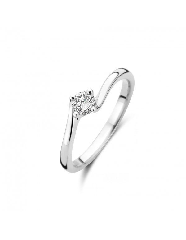 Witgouden damesring met diamant 