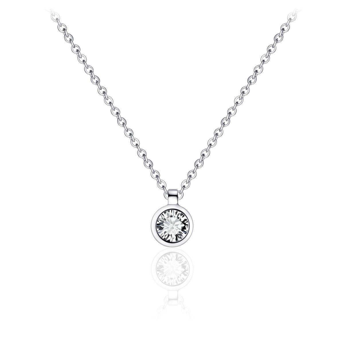 Gisser N1037-42+5 Collier met Solitair Hanger Zirkonia in Glad Omzetting