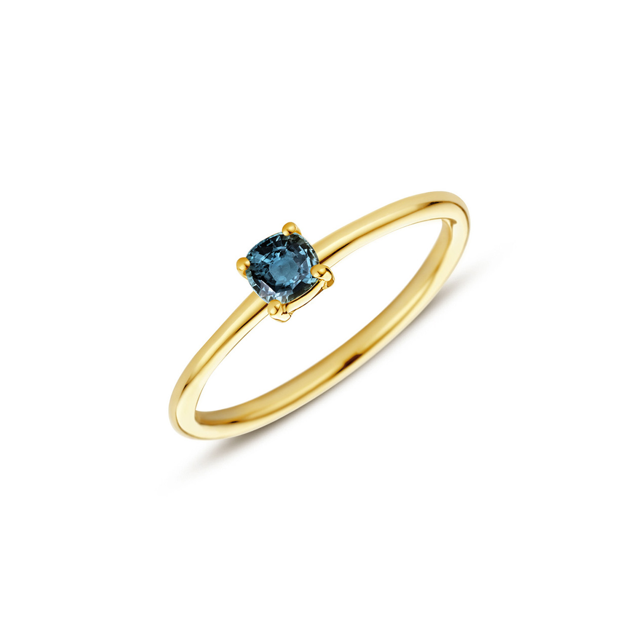 Een prachtige geelgouden ring met London blue topaas van het merk Miss Spring. Draag deze elegante ring solo als opvallend accessoire of combineer met meerdere ringen voor een gelaagde look.