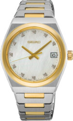 Seiko Quartz dames pols horloge model SUR604P1 bicolor staal met stalen band. Saffierglas. 10 ATM waterdicht.